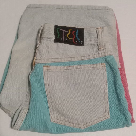 Steel Jeans Women's 90's Colorblock Made in USA Jean Shorts Size 11 - Picture 1 of 10
